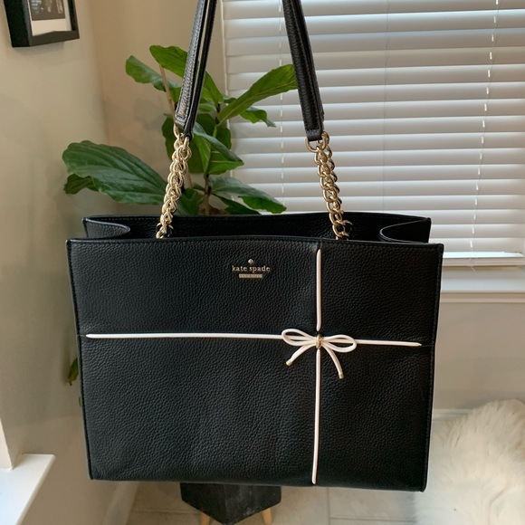 kate spade Handbags - Black Kate Spade Bag with White Bow Detail